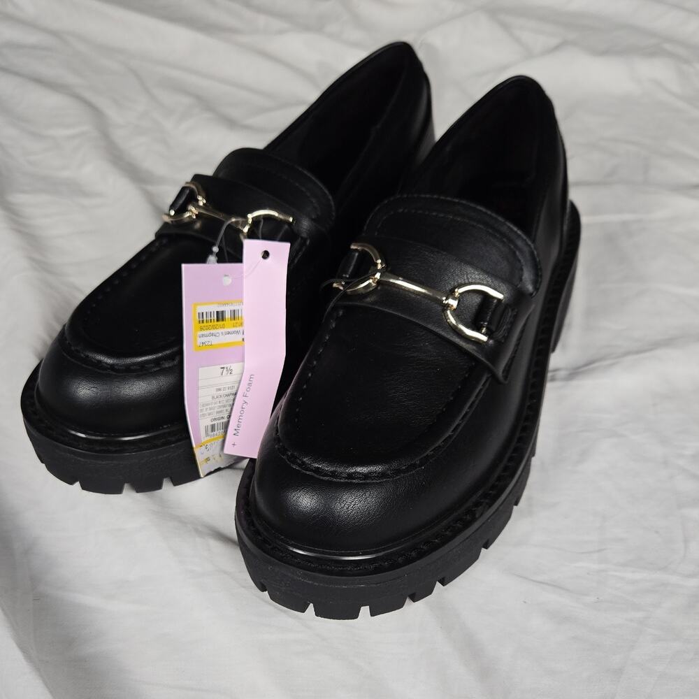 #59 Wild Fable Black Memory Foam Loafer Buckle Slip-On Women's Shoes Size 7.5